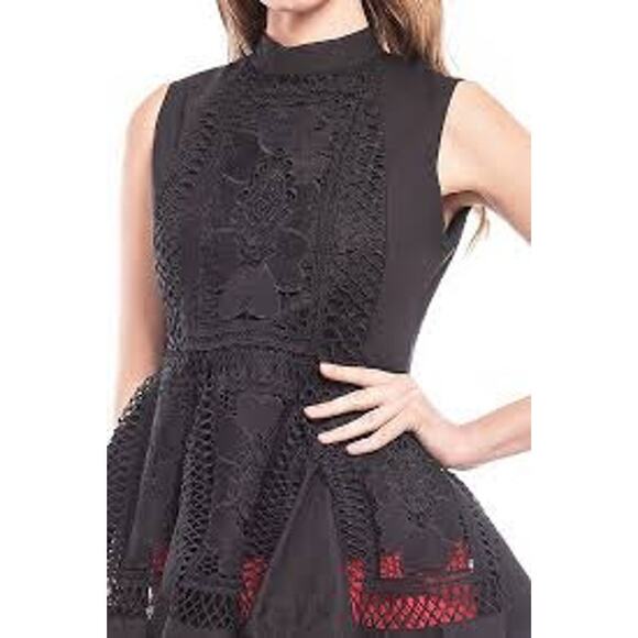 Gracia Top Lace Peplum Embroidered Blouse Womens Medium Romantic Floral Crochet - Picture 1 of 14